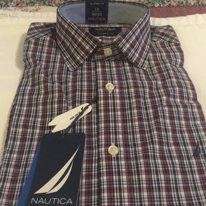 Men’s Nautical L/S button down plaid dress shirt